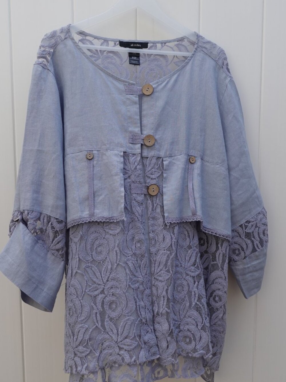 2X Linen Cotton three quarter sleeve tunic blouse